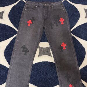 Chrome Hearts Black Levis Jeans With Red and Black Patches Size 34